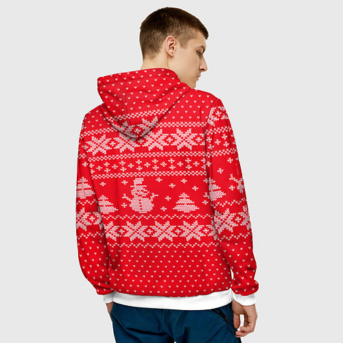 Мужская толстовка Новогодний Егор ugly sweater со снеговиками / 3D-Белый – фото 4