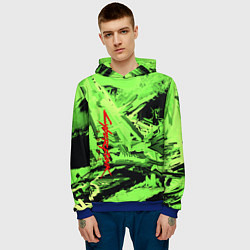 Толстовка-худи мужская Cyberpunk 2077: Green Breaks, цвет: 3D-синий — фото 2