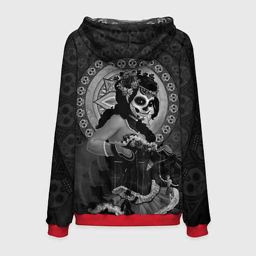 Мужская толстовка Мексиканка - стиль Калавера Катрина / 3D-Красный – фото 2
