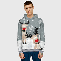 Толстовка-худи мужская Вязанный узор с оленями, цвет: 3D-меланж — фото 2