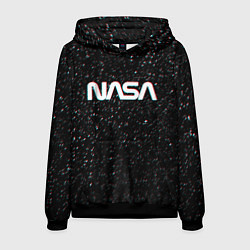 Толстовка-худи мужская NASA: Space Glitch, цвет: 3D-черный