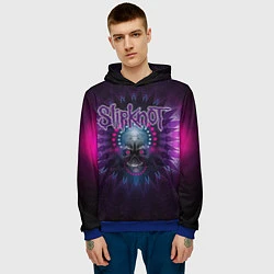 Толстовка-худи мужская Slipknot: Neon Skull, цвет: 3D-синий — фото 2