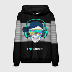 Мужская толстовка I like music - skull