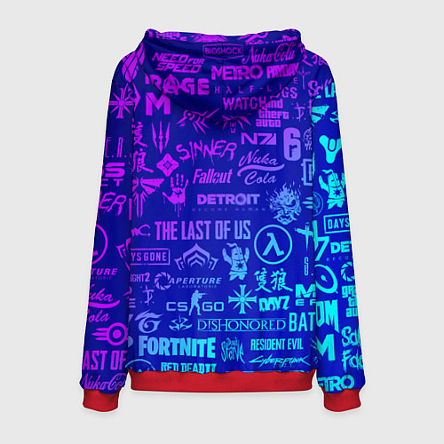 Мужская толстовка Неоновые геймерские лого / 3D-Красный – фото 2