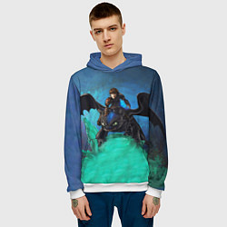 Толстовка-худи мужская Как приручить дракона, цвет: 3D-белый — фото 2