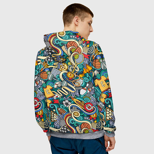 Мужская толстовка Спортивный коллаж / 3D-Меланж – фото 4