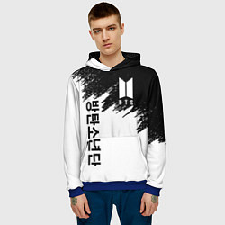 Толстовка-худи мужская BTS: White & Black, цвет: 3D-синий — фото 2
