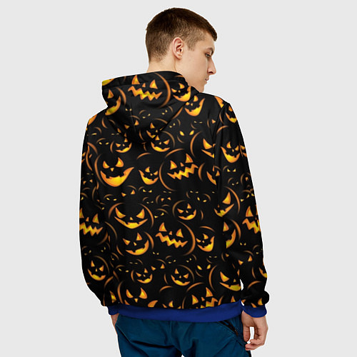 Мужская толстовка Тыквы на хэллоуин - паттерн / 3D-Синий – фото 4