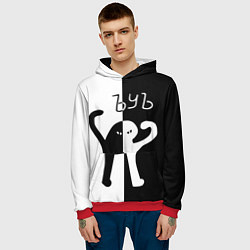 Толстовка-худи мужская ЪУЪ СЪУКА: ЧБ, цвет: 3D-красный — фото 2