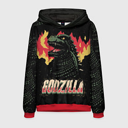 Толстовка-худи мужская Flame Godzilla, цвет: 3D-красный