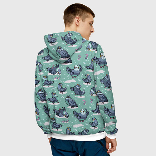 Мужская толстовка Голуби и червяки / 3D-Белый – фото 4