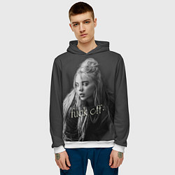 Толстовка-худи мужская Billie Eilish fak off, цвет: 3D-белый — фото 2