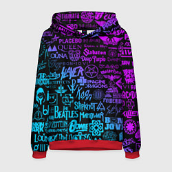 Толстовка-худи мужская ЛОГОТИПЫ РОК ГРУПП, цвет: 3D-красный