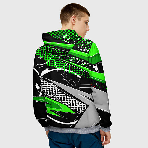 Мужская толстовка Black and green corners / 3D-Меланж – фото 4