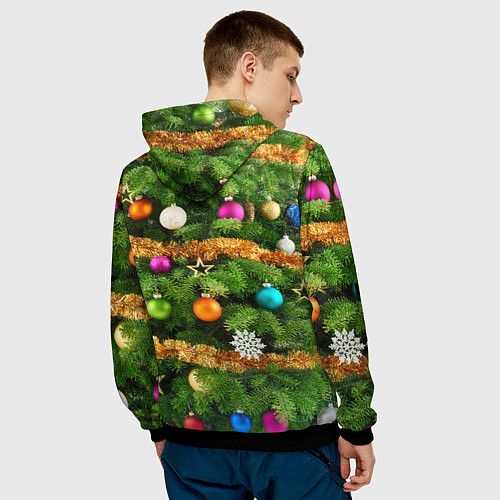 Мужская толстовка Живая новогодняя ёлка / 3D-Черный – фото 4