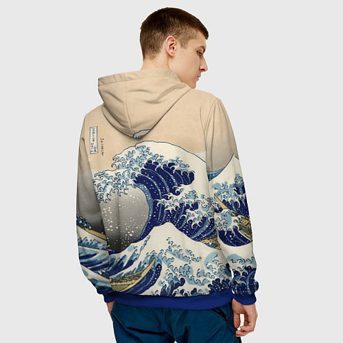 Мужская толстовка Kanagawa Wave Art / 3D-Синий – фото 4