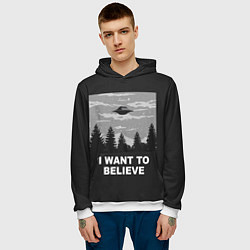 Толстовка-худи мужская I want to believe, цвет: 3D-белый — фото 2