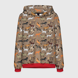 Толстовка-худи мужская Кони-лошади, цвет: 3D-красный