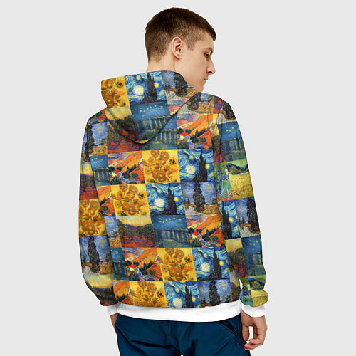 Мужская толстовка Картины Ван Гога / 3D-Белый – фото 4