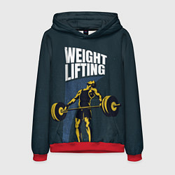 Толстовка-худи мужская Wheight lifting, цвет: 3D-красный