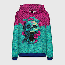 Толстовка-худи мужская Неоновый череп, цвет: 3D-синий