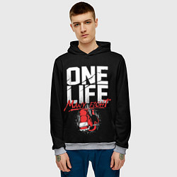 Толстовка-худи мужская One Life Many Fight, цвет: 3D-меланж — фото 2