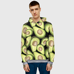 Толстовка-худи мужская Avocado background, цвет: 3D-меланж — фото 2