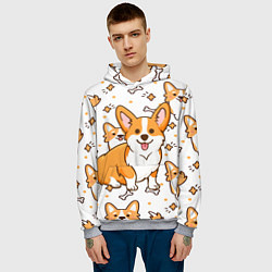 Толстовка-худи мужская Корги, цвет: 3D-меланж — фото 2