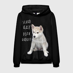 Мужская толстовка Sleep Eat Play Repeat Хаски щенок