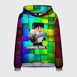 Толстовка-худи мужская Minecraft Майнкрафт, цвет: 3D-меланж