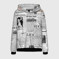 Толстовка-худи мужская Газета Newspaper, цвет: 3D-черный