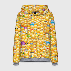 Толстовка-худи мужская Смайлики Emoji, цвет: 3D-меланж