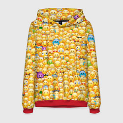 Толстовка-худи мужская Смайлики Emoji, цвет: 3D-красный