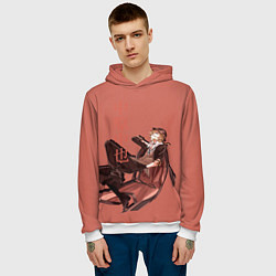 Толстовка-худи мужская Чуя Накахара, цвет: 3D-белый — фото 2