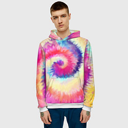 Толстовка-худи мужская Tie Dye vortex, цвет: 3D-белый — фото 2