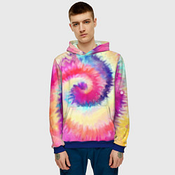 Толстовка-худи мужская Tie Dye vortex, цвет: 3D-синий — фото 2