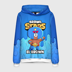 Толстовка-худи мужская BRAWL STARS EL BROWN, цвет: 3D-белый