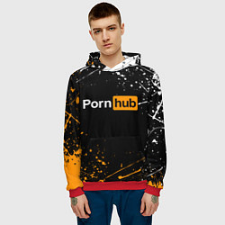 Толстовка-худи мужская PORNHUB, цвет: 3D-красный — фото 2