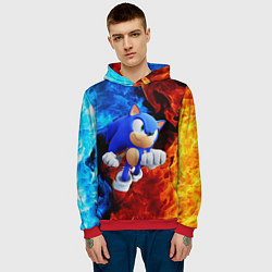 Толстовка-худи мужская SONIC, цвет: 3D-красный — фото 2