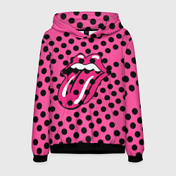 Толстовка-худи мужская Rolling stones pink logo, цвет: 3D-черный