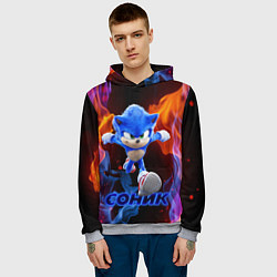 Толстовка-худи мужская SONIC, цвет: 3D-меланж — фото 2