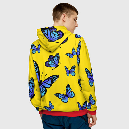 Мужская толстовка БАБОЧКИ / 3D-Красный – фото 4