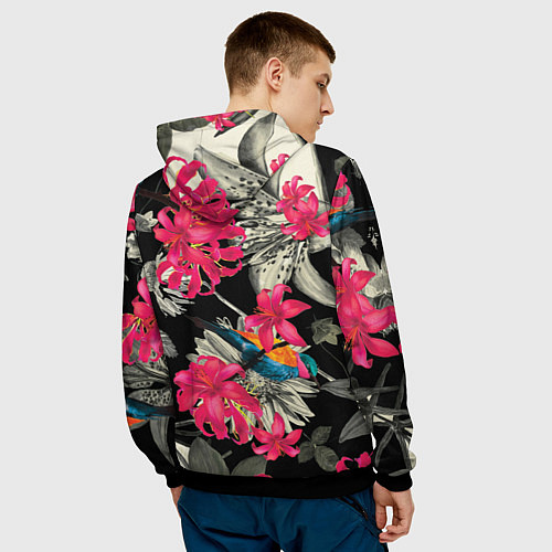 Мужская толстовка Цветы / 3D-Черный – фото 4