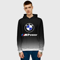 Толстовка-худи мужская BMW, цвет: 3D-белый — фото 2