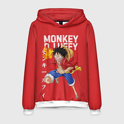 Толстовка-худи мужская Monkey D Luffy, цвет: 3D-белый