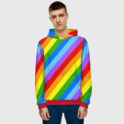 Толстовка-худи мужская РАДУЖНЫЕ ЛИНИИ, цвет: 3D-красный — фото 2
