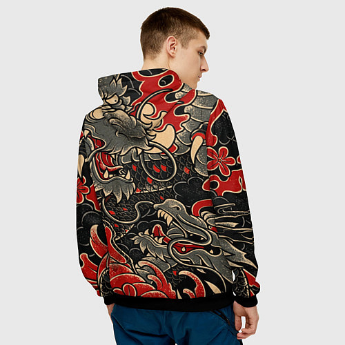 Мужская толстовка Dsquared tatoo DRAGON / 3D-Черный – фото 4