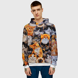 Толстовка-худи мужская КОТЯТКИ, цвет: 3D-белый — фото 2