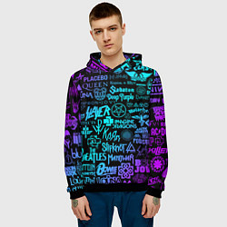 Толстовка-худи мужская ЛОГОТИПЫ РОК ГРУПП, цвет: 3D-черный — фото 2