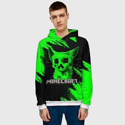 Толстовка-худи мужская MINECRAFT CREEPER CAT, цвет: 3D-белый — фото 2